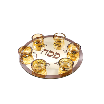 מגש פסח זכוכית זהב