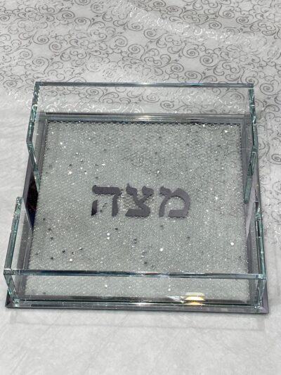 ⁦מגש מצה מראה ניצנוץ כסף 22X22ס'מ⁩ – תמונה ⁦2⁩